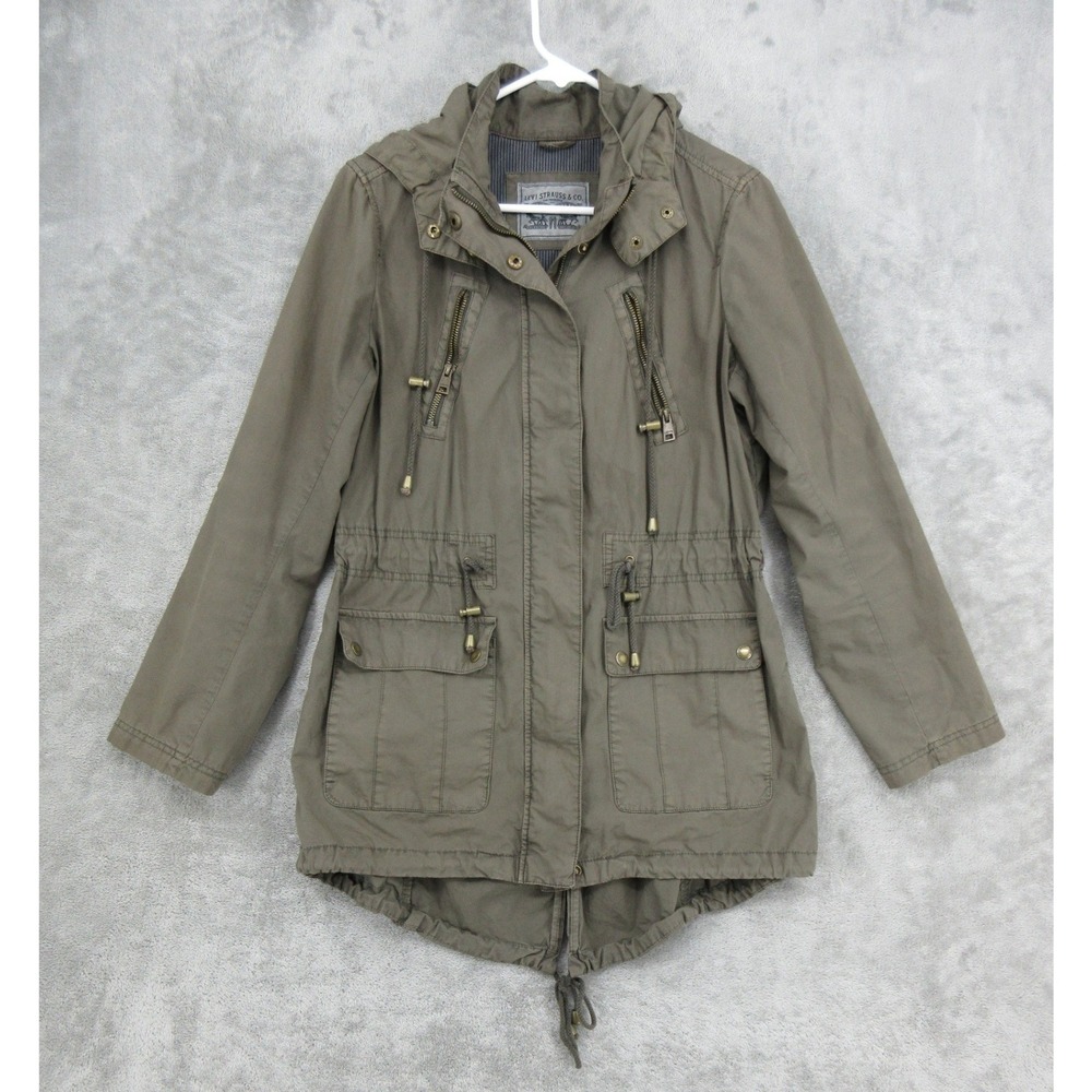 Levis Jacket Womens Size Small Anorak Military Utility Parka Hooded Full Zip